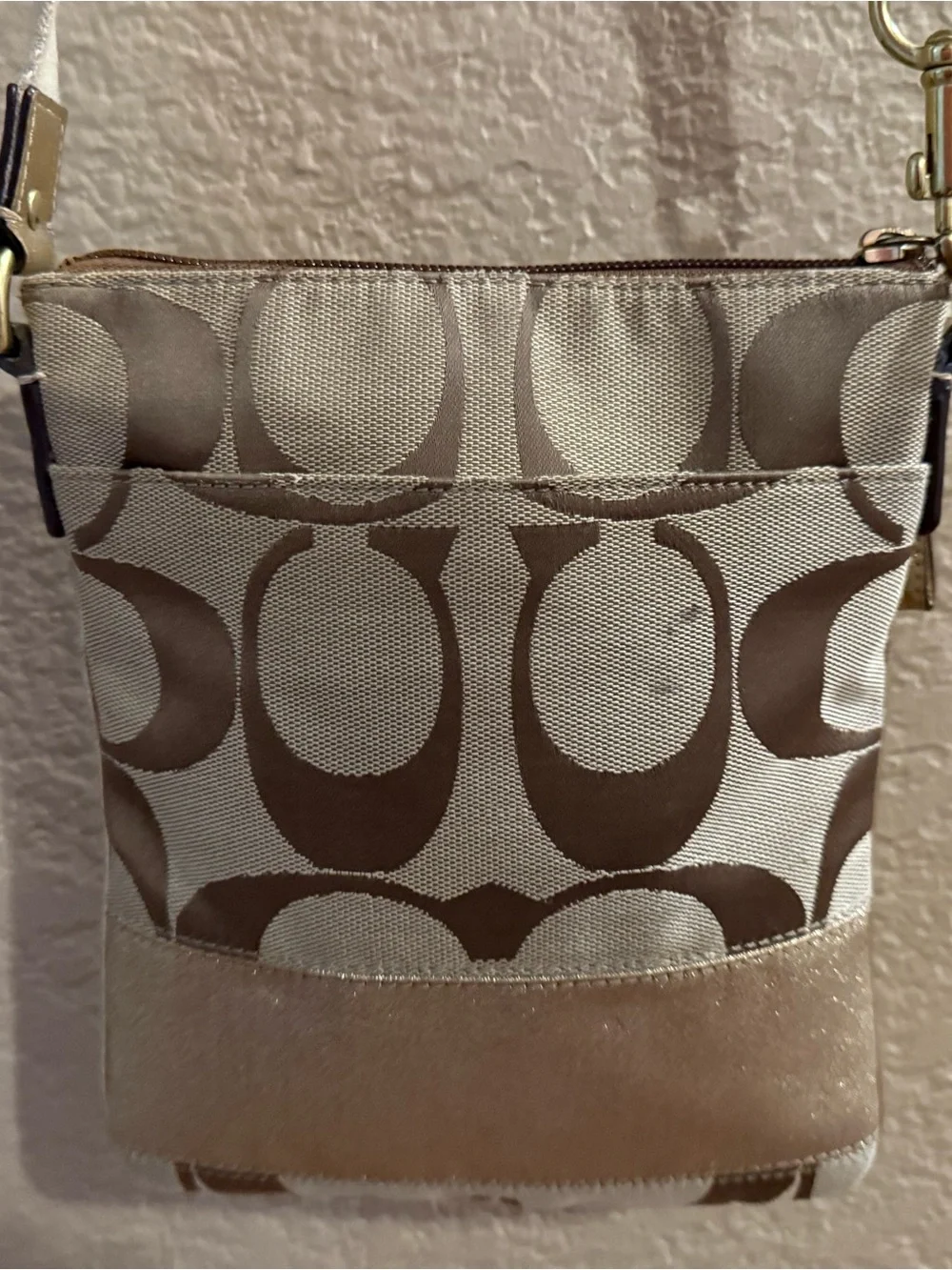 Coach Signature Canvas Crossbody in Brown and Tan